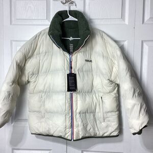 FOURLAPS Polar Quilted Sherpa Reversable Jacket White Cream Green XXL NWT